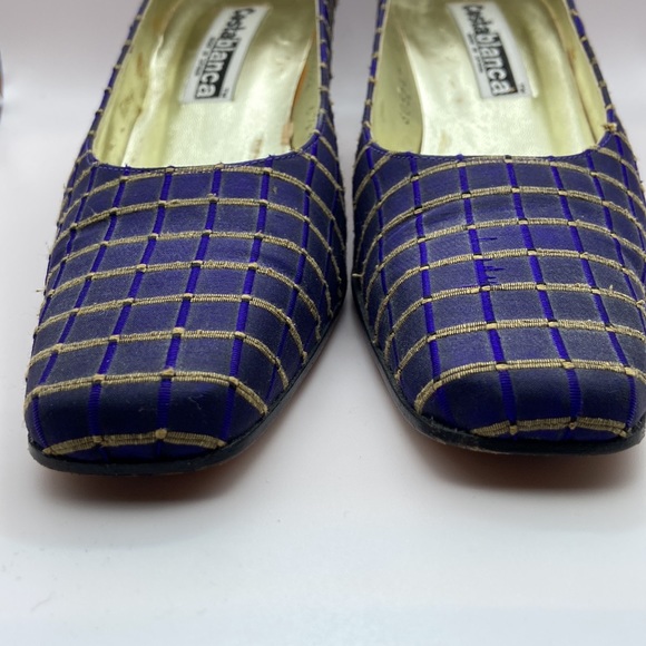 Costa Blanca Purple & Gold Block Heels W/Heart Cutout Women Size 6 1/2M, - Picture 3 of 16